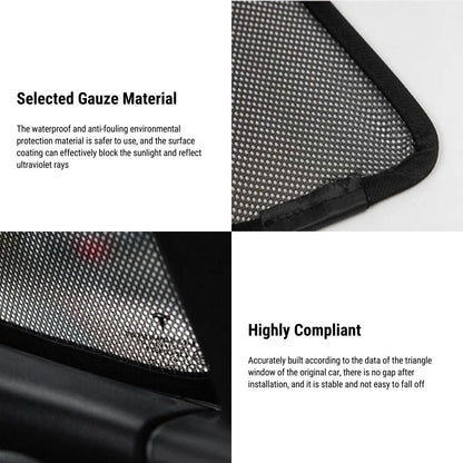 Triangular Window Sun Shades for Tesla Model 3 & Model Y | Custom-Fit Mesh UV Protection