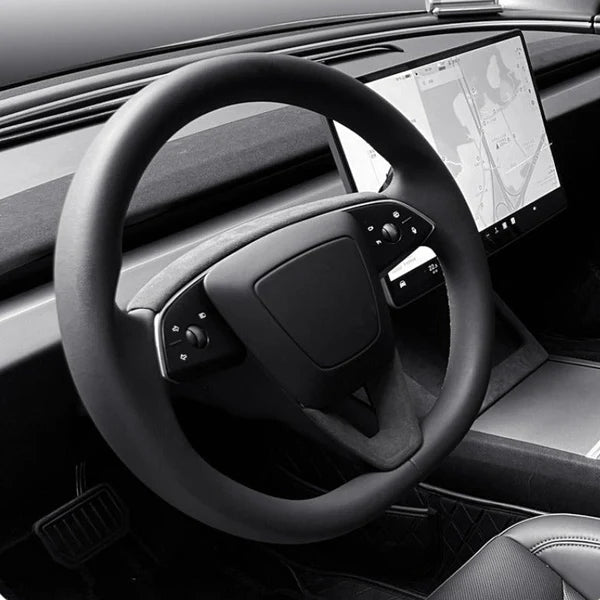 Alcantara Steering Wheel Panel Overlay for Tesla Model 3 Highland (2023+) & Model Y Juniper (2025+) | U-Panel & Trim Panel Options