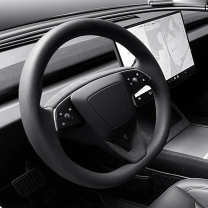 Alcantara Steering Wheel Panel Overlay for Tesla Model 3 Highland (2023+) & Model Y Juniper (2025+) | U-Panel & Trim Panel Options