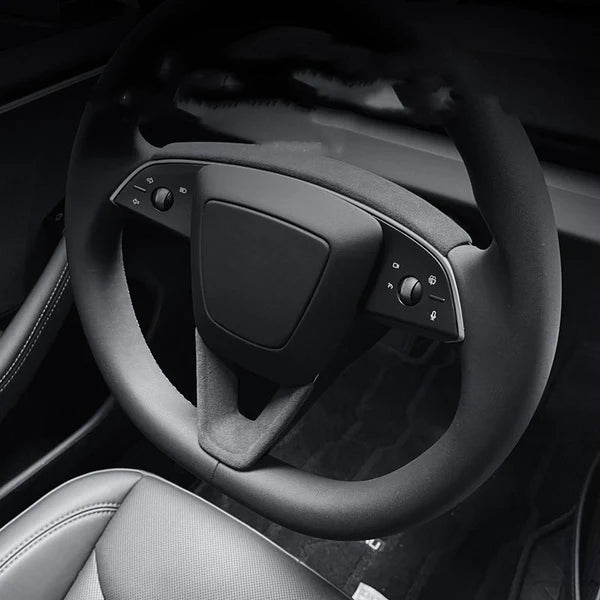 Alcantara Steering Wheel Panel Overlay for Tesla Model 3 Highland (2023+) & Model Y Juniper (2025+) | U-Panel & Trim Panel Options