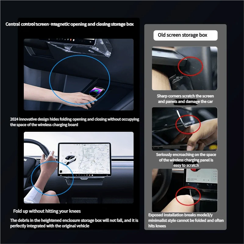 Under-Screen Storage Organizer for Tesla Model Y Juniper & Model 3 Highland