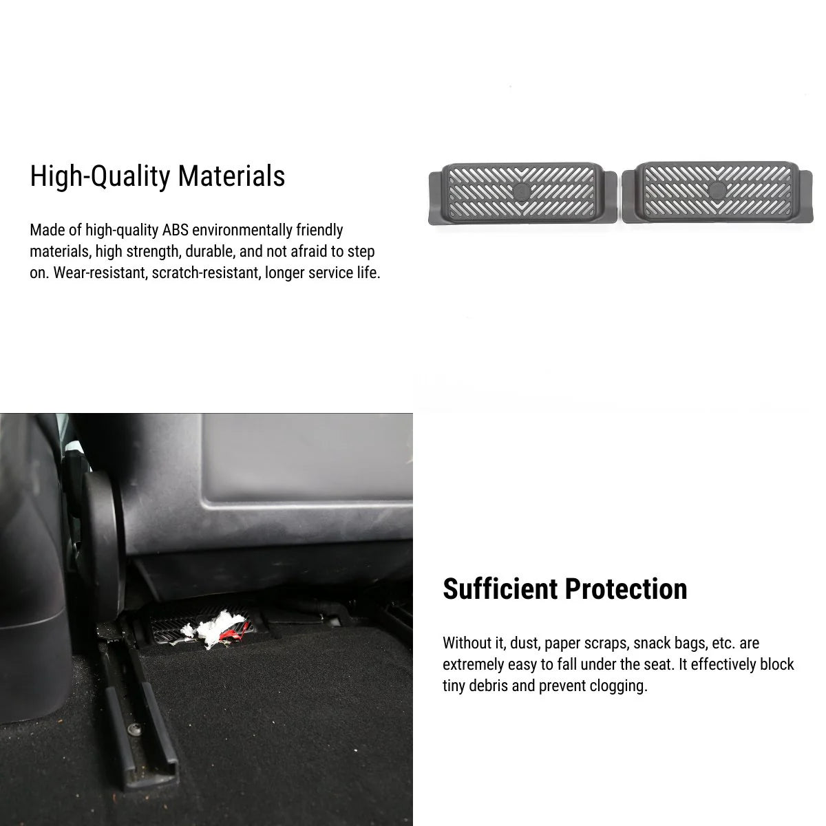 Under-Seat Air Vent Cover for Tesla Model 3 (2021–2023.10) – ABS Protective Vent Guard, Easy No-Damage Installation, Prevents Debris & Clogging