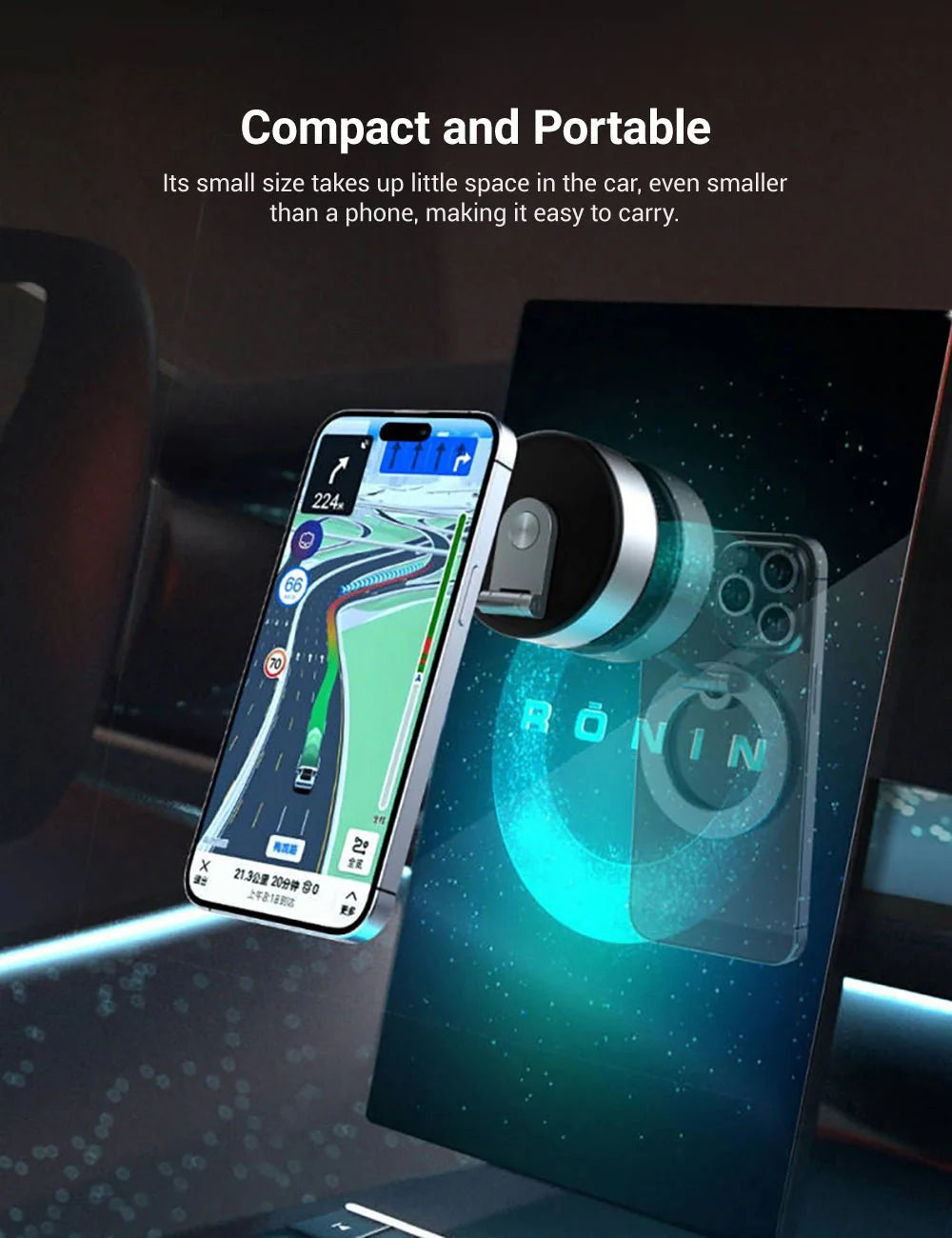 MagSafe Vacuum Magnetic Phone Mount for Tesla Model 3/Y/S/X/Cybertruck – 360° Adjustable Car Holder