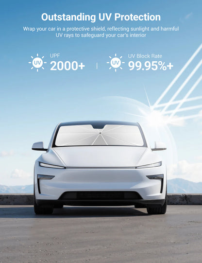 Windshield Sun Shade Umbrella for Tesla Model 3 / Model Y / Model S / Model X – Foldable UV & Heat Insulation Sunshade