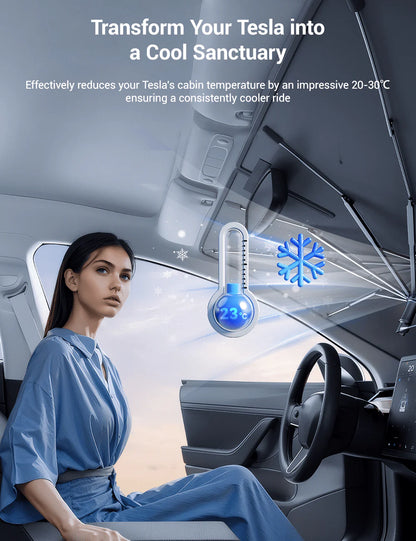 Windshield Sun Shade Umbrella for Tesla Model 3 / Model Y / Model S / Model X – Foldable UV & Heat Insulation Sunshade
