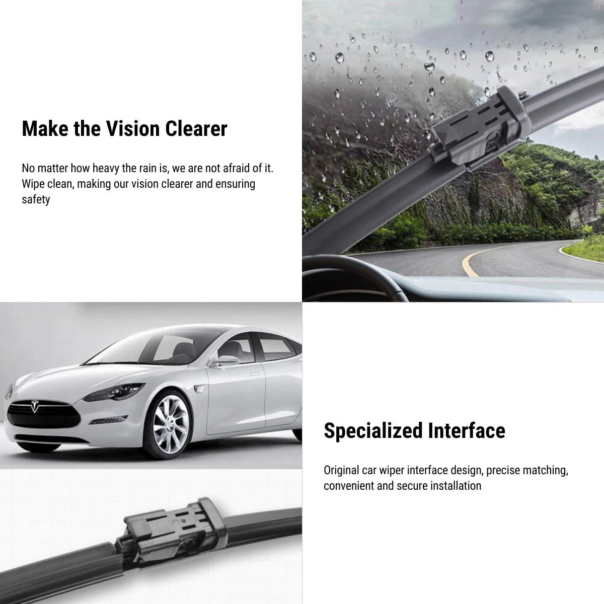 Premium Wiper Blades for Tesla Model S 2014–2026+ (2PCS) | OEM-Quality Replacement Windshield Wipers
