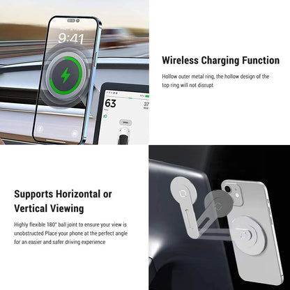 Wireless MagSafe Phone Mount with Charging for Tesla Model 3  Model Y  Model S  Model X & Cybertruck – Hidden Adjustable Magnetic Dashboard Holder