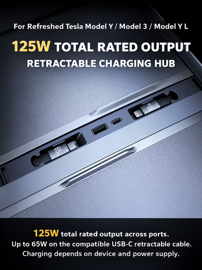125W total-rated charging hub for refreshed Tesla Model Y Model 3 and Model Y L