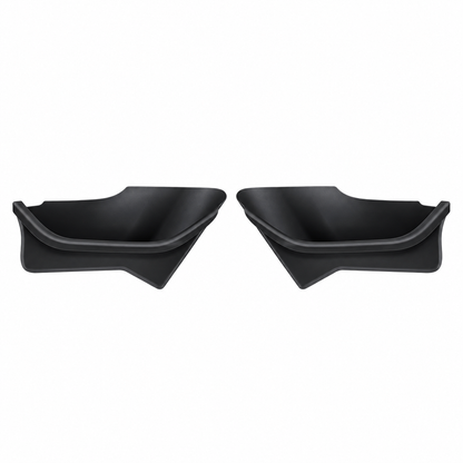 Black Tesla door pocket liner inserts on white background