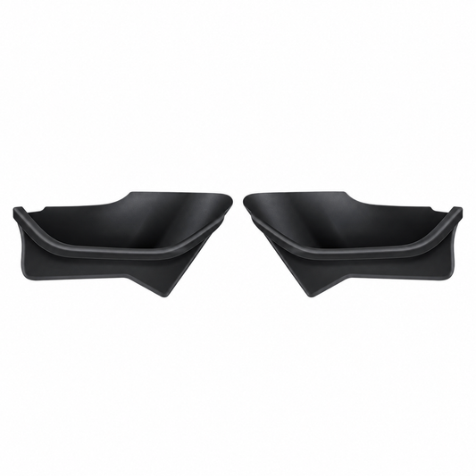 Black Tesla door pocket liner inserts on white background