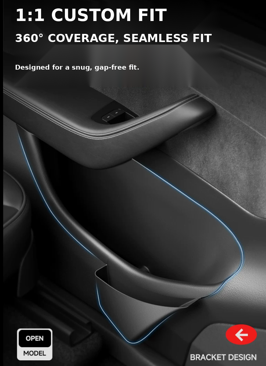 Fitted TPE door pocket liner following the shape of the door