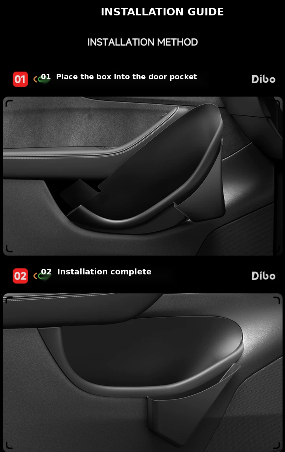 Drop-in installation guide for Dibo door pocket liners