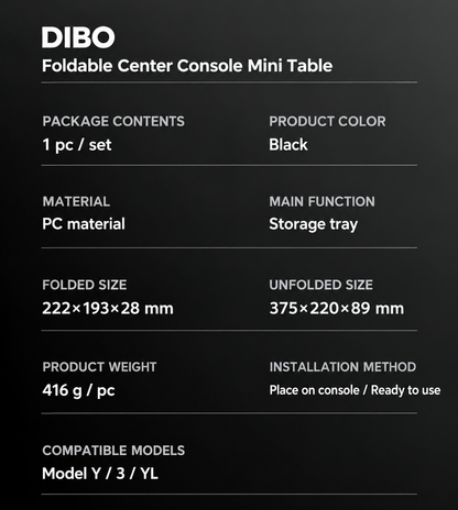 Dibo Folding center console table - product details 01-05