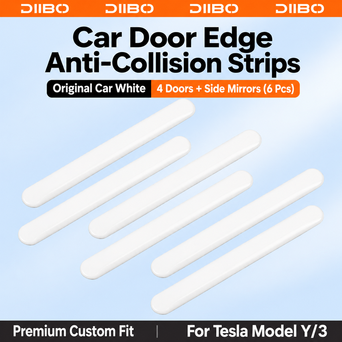 Body Protection Strips - White / Door + mirror strips - 6 pieces