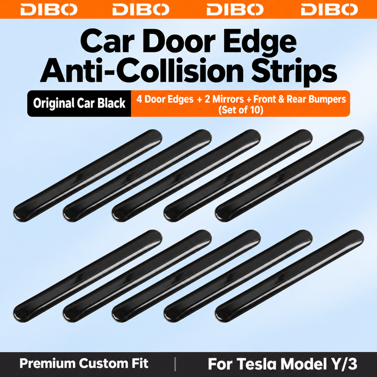 Body Protection Strips - Black / Door + mirror + bumper strips - 10 pieces
