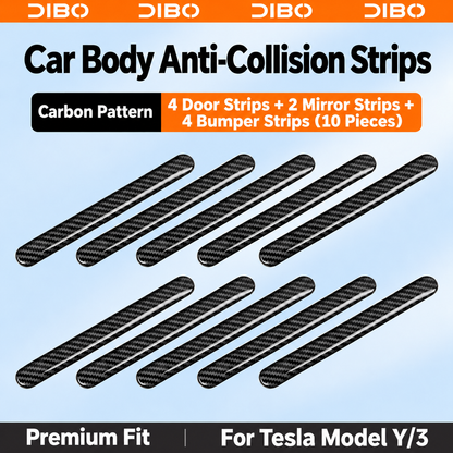 Body Protection Strips - Carbon pattern / Door + mirror + bumper strips - 10 pieces