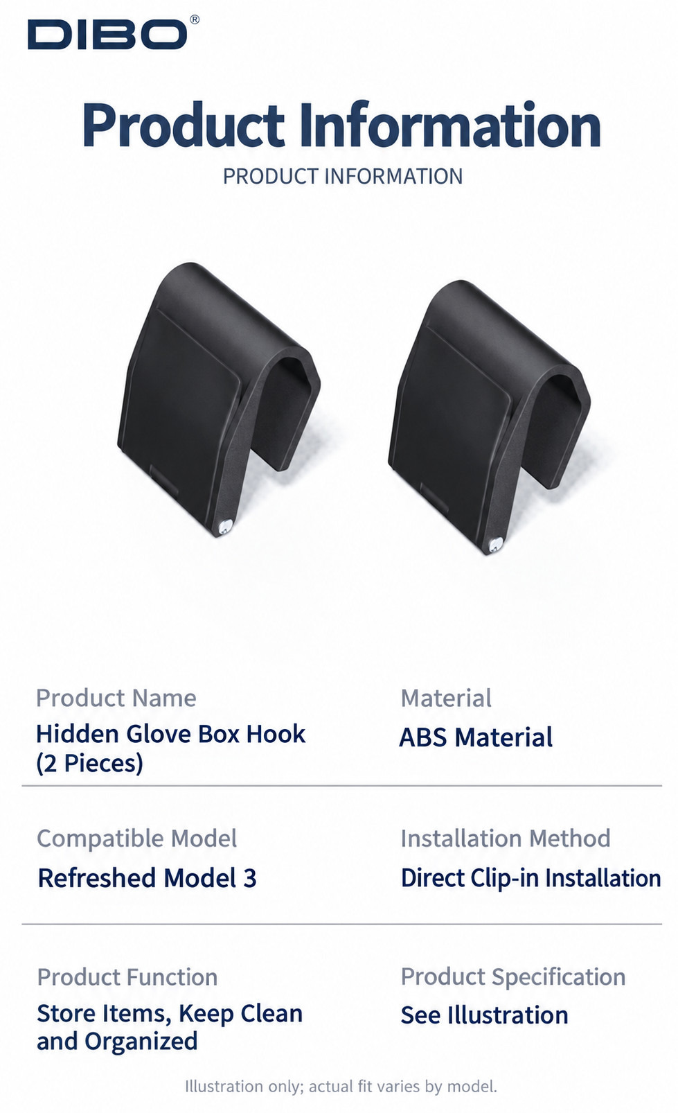 Dibo Folding glove box hooks - product details 08-05