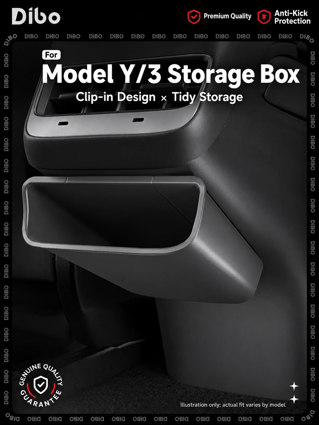 Dibo Rear air vent storage bin and anti-kick panel - product details 09-01