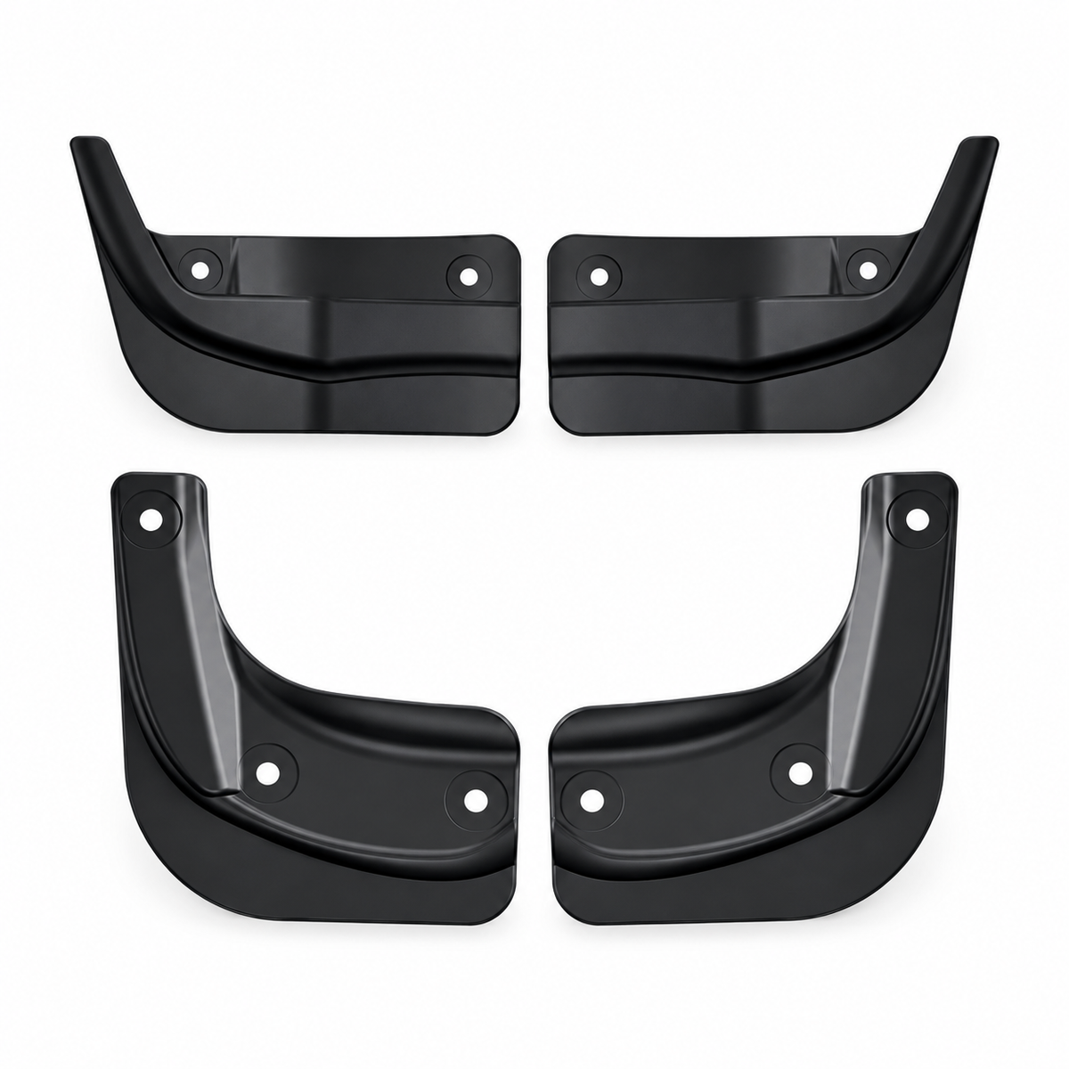 Tesla Model 3 Highland TPE Mud Flaps, No-Drill 4-Piece Set on white background