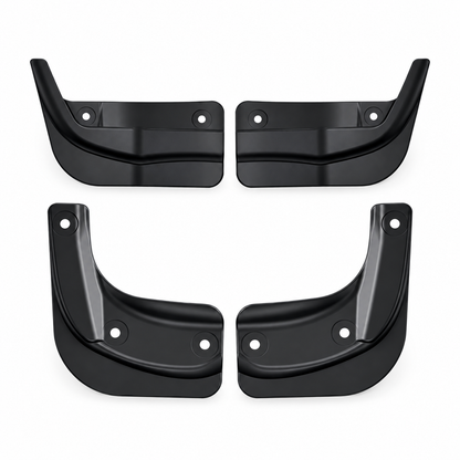 Tesla Model 3 Highland TPE Mud Flaps, No-Drill 4-Piece Set on white background