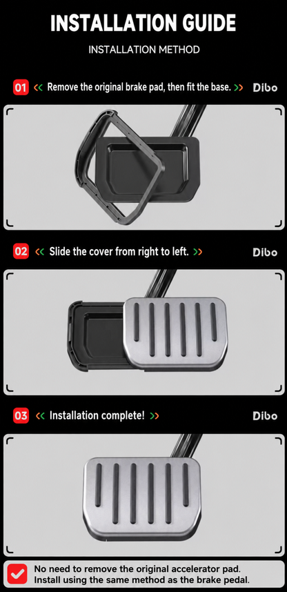 Dibo aluminum pedal covers – installation guide