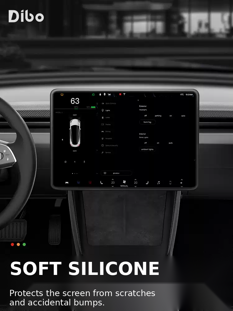Silicone frame installed around Tesla center display