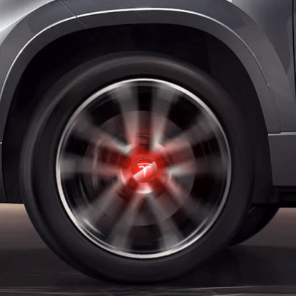 LED Wheel Hub Light Caps with Kinetic Power Generator for Tesla Model 3/Y/S/X (Set of 4) – Battery-Free Glowing Center Caps for Enhanced Safety and Style