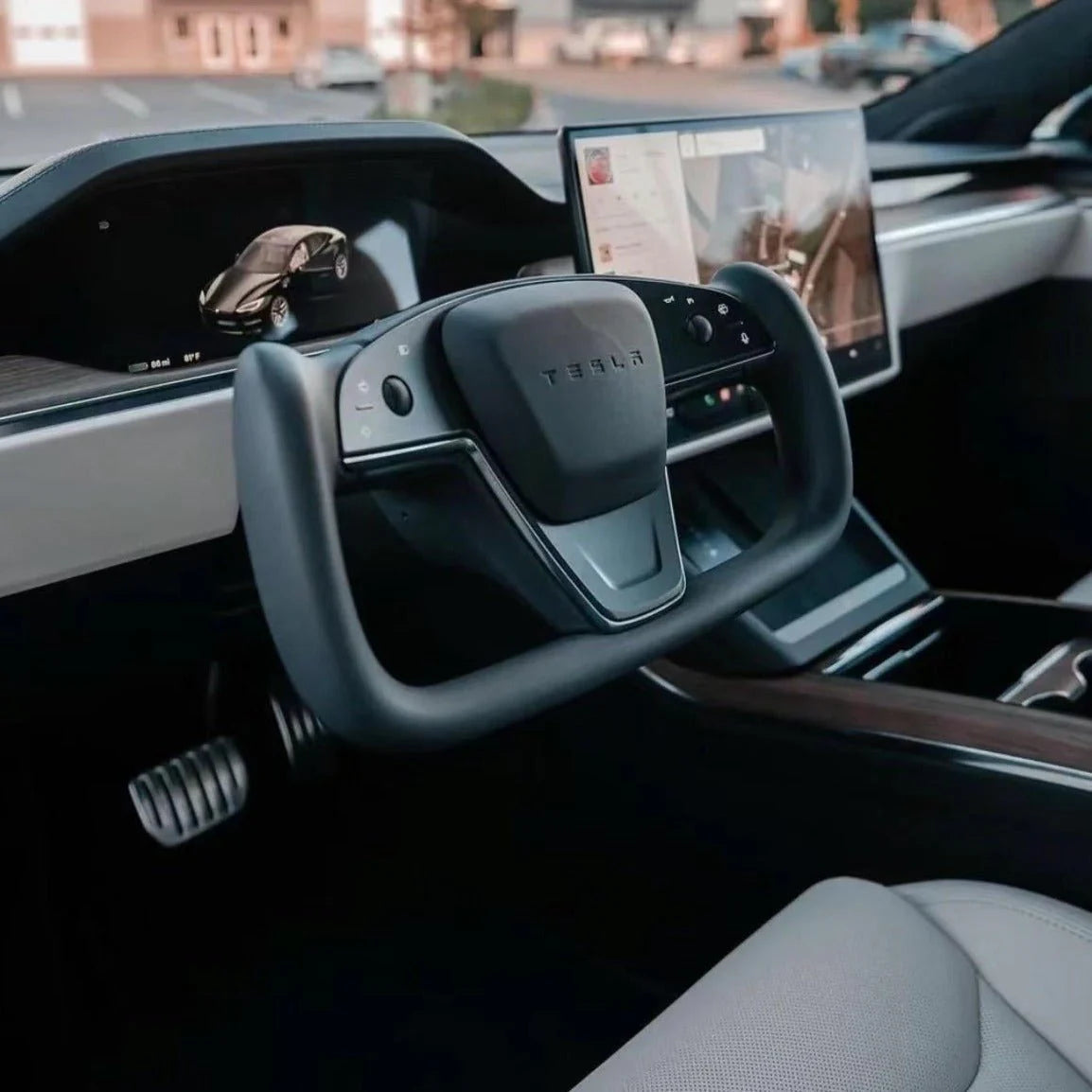 Yoke Plaid Steering Wheel Replacement for Tesla Model S/X (2021–2025) – Premium Leather, Ergonomic Design, Enhanced Visibility | Style 18