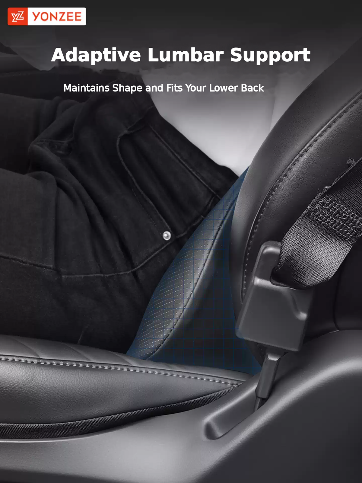 Contoured lumbar support cushion detail